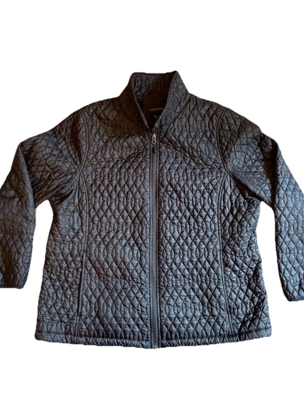 Lands End Womens Jacket Black Quilted Primaloft Full Zip Size 1X 16W-18W